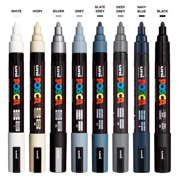 Uni - Posca - Paint Marker Set - 8 Pieces - Monotone - Medium Tip - PC-5M - Image 2