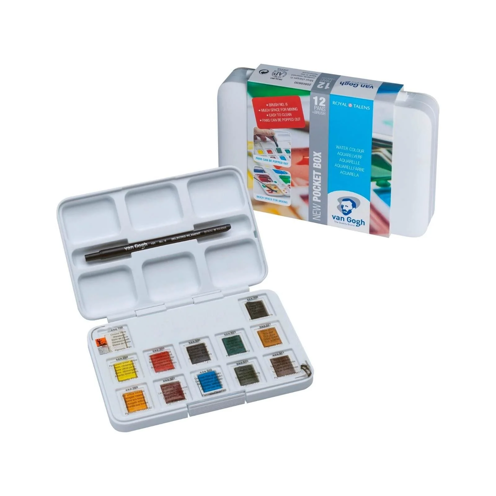 Van Gogh - Watercolour Half Pans - New Pocket Box - Set of 12 Colours