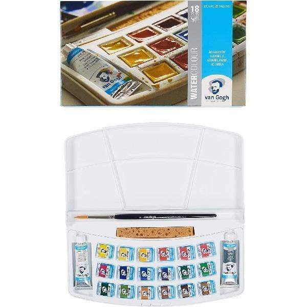 Van Gogh - Watercolour Half Pans - Pocketbox Set - 18 Colours + two 10mL Tubes
