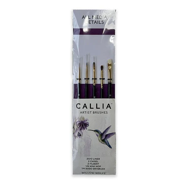 Willow Wolfe - Callia Artist Brushes - All Media Details - 5 Brush Set
