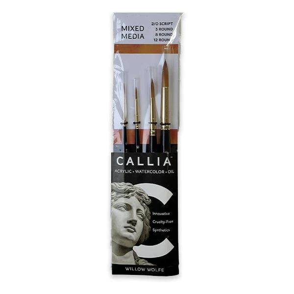 Willow Wolfe - Callia Artist Brushes - Mixed Media Basic Rounds - 4 Brush Set
