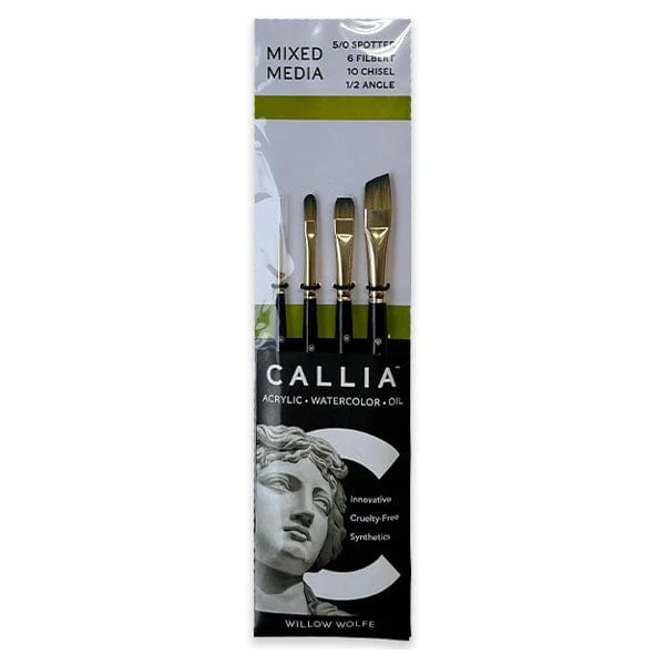 Willow Wolfe - Callia Artist Brushes - Mixed Media Basics - 4 Brush Set