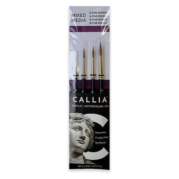 Willow Wolfe - Callia Artist Brushes - Mixed Media Fine Rounds - 4 Brush Set