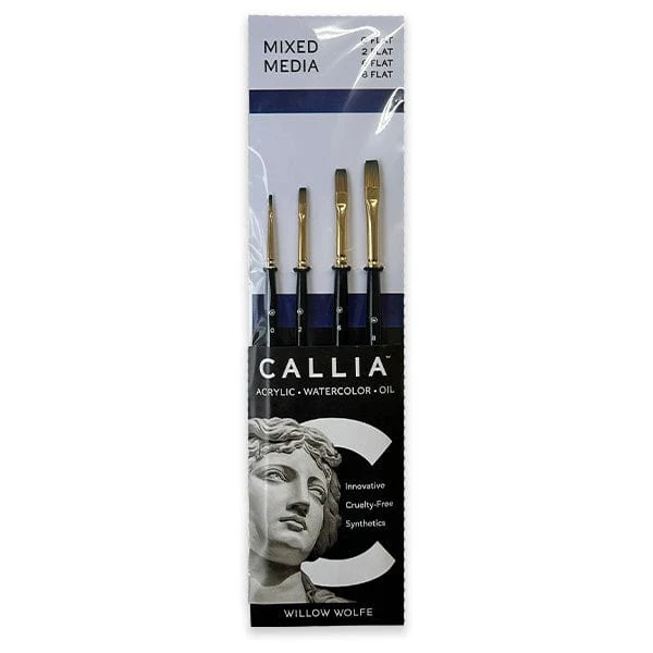Willow Wolfe - Callia Artist Brushes - Mixed Media Flat Shader - 4 Brush Set