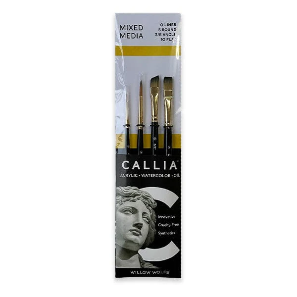 Willow Wolfe - Callia Artist Brushes - Mixed Media Starter - 4 Brush Set