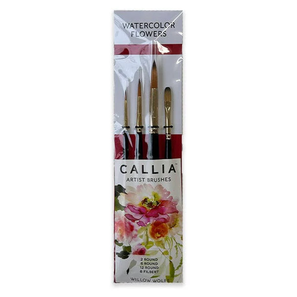 Willow Wolfe - Callia Artist Brushes - Watercolour Flowers - 4 Brush Set
