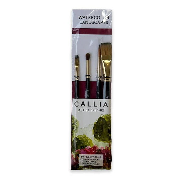 Willow Wolfe - Callia Artist Brushes - Watercolour Landscapes - 4 Brush Set
