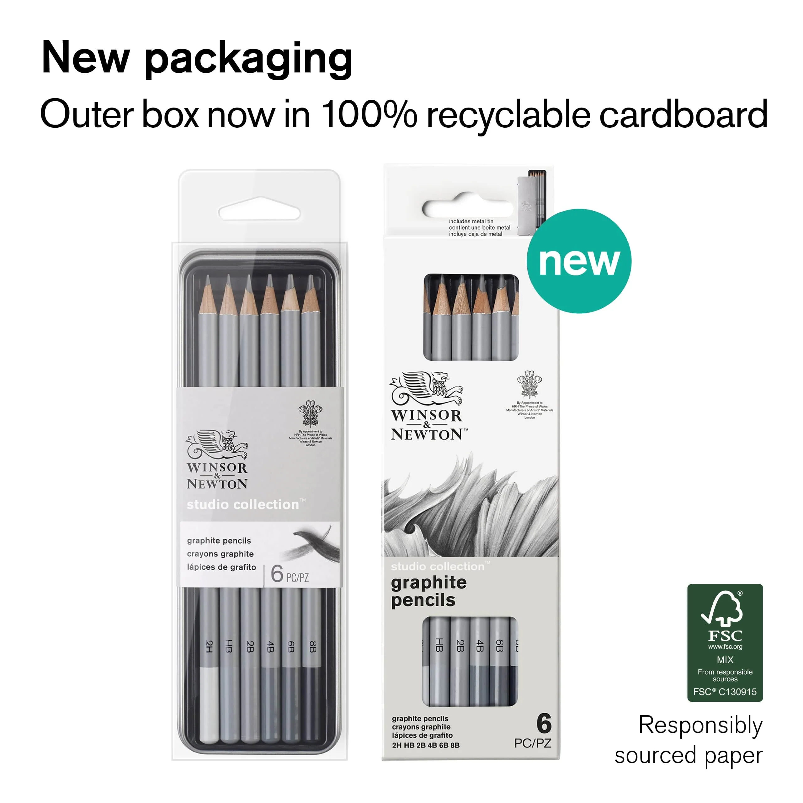 Winsor & Newton - Graphite Pencils - Set of 6 - Image 2
