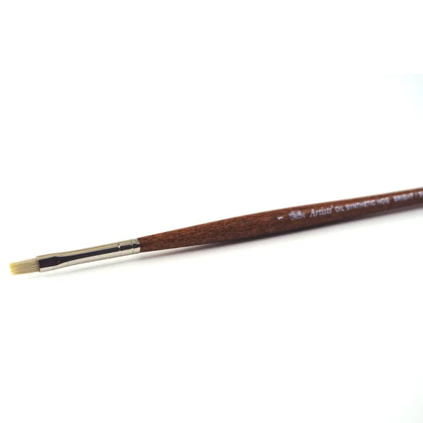Winsor & Newton - Artists' Oil Synthetic Hog Bristle - Long Handle - Bright/Short Flat Brush #1