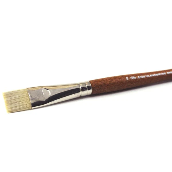 Winsor & Newton - Artists' Oil Synthetic Hog Bristle - Long Handle - Bright/Short Flat Brush #10