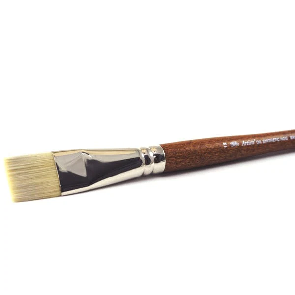 Winsor & Newton - Artists' Oil Synthetic Hog Bristle - Long Handle - Bright/Short Flat Brush #12