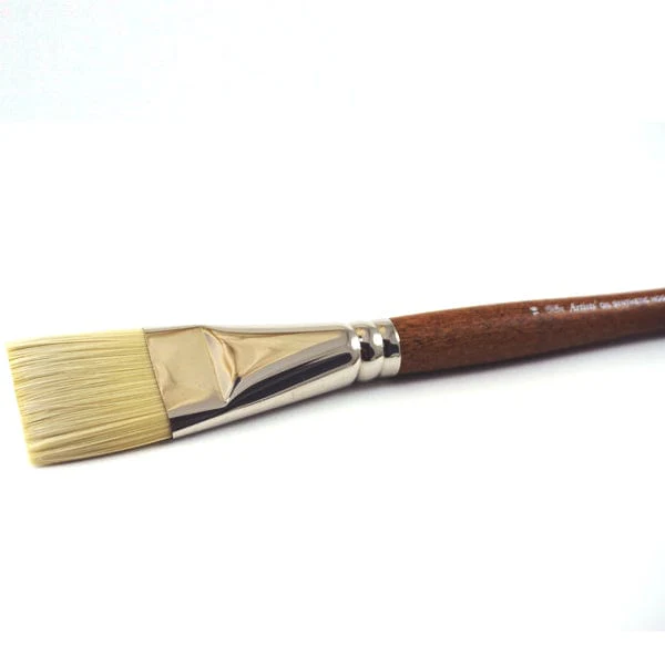 Winsor & Newton - Artists' Oil Synthetic Hog Bristle - Long Handle - Bright/Short Flat Brush #16