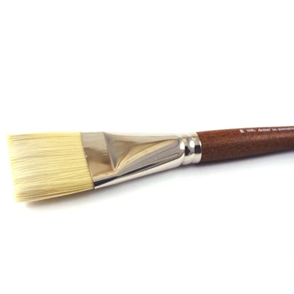 Winsor & Newton - Artists' Oil Synthetic Hog Bristle - Long Handle - Bright/Short Flat Brush #20