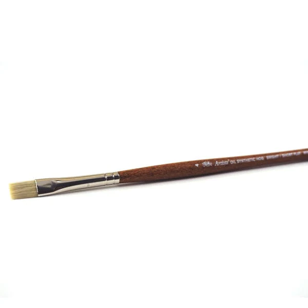 Winsor & Newton - Artists' Oil Synthetic Hog Bristle - Long Handle - Bright/Short Flat Brush #4
