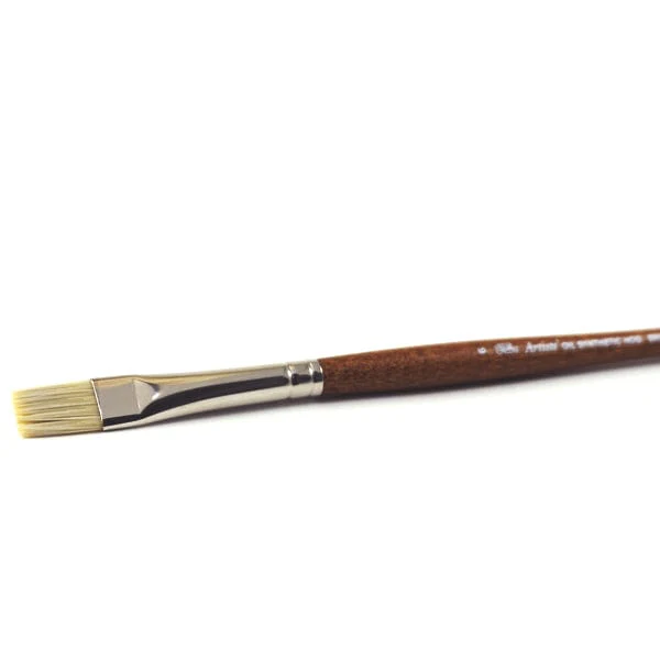 Winsor & Newton - Artists' Oil Synthetic Hog Bristle - Long Handle - Bright/Short Flat Brush #6