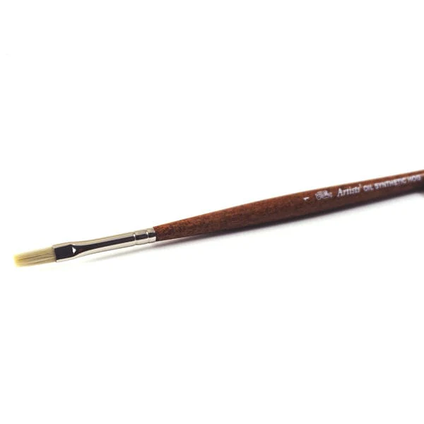 Winsor & Newton - Artists' Oil Synthetic Hog Bristle - Long Handle - Flat Brush #1
