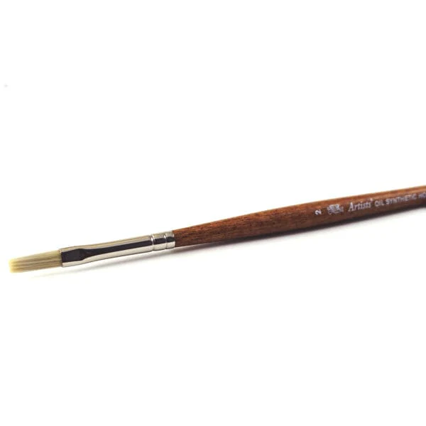 Winsor & Newton - Artists' Oil Synthetic Hog Bristle - Long Handle - Flat Brush #2