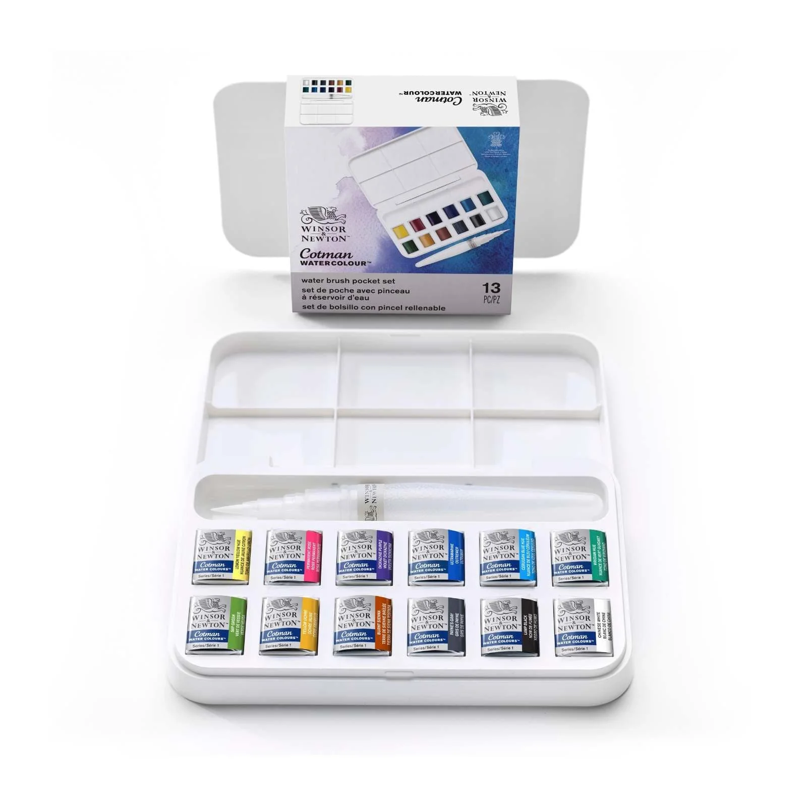 Winsor & Newton - Cotman Watercolours - Water Brush Pocket Set - 13 Pieces