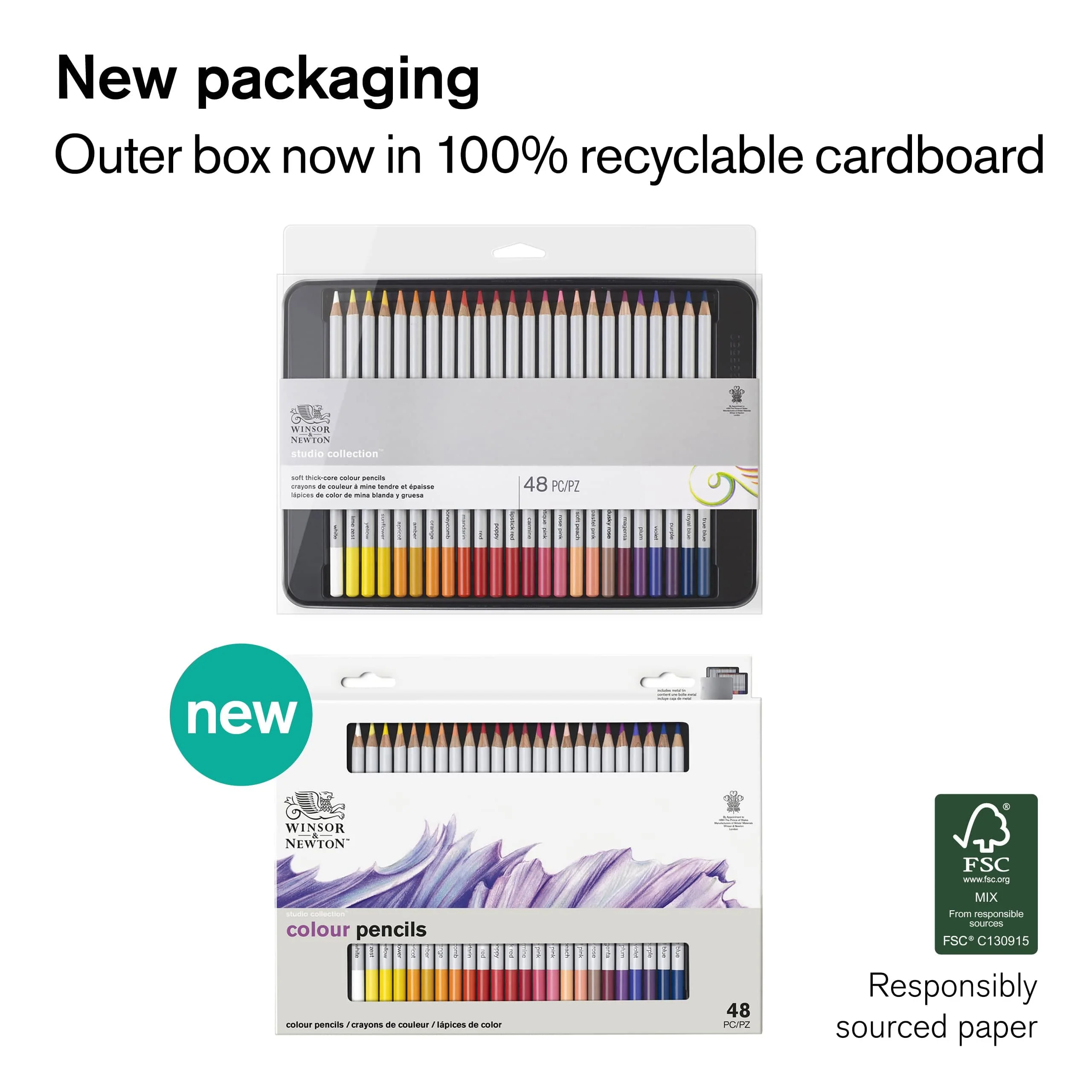 Winsor & Newton - Colour Pencils - Soft Thick-Core - 48 Colour Set - Image 2