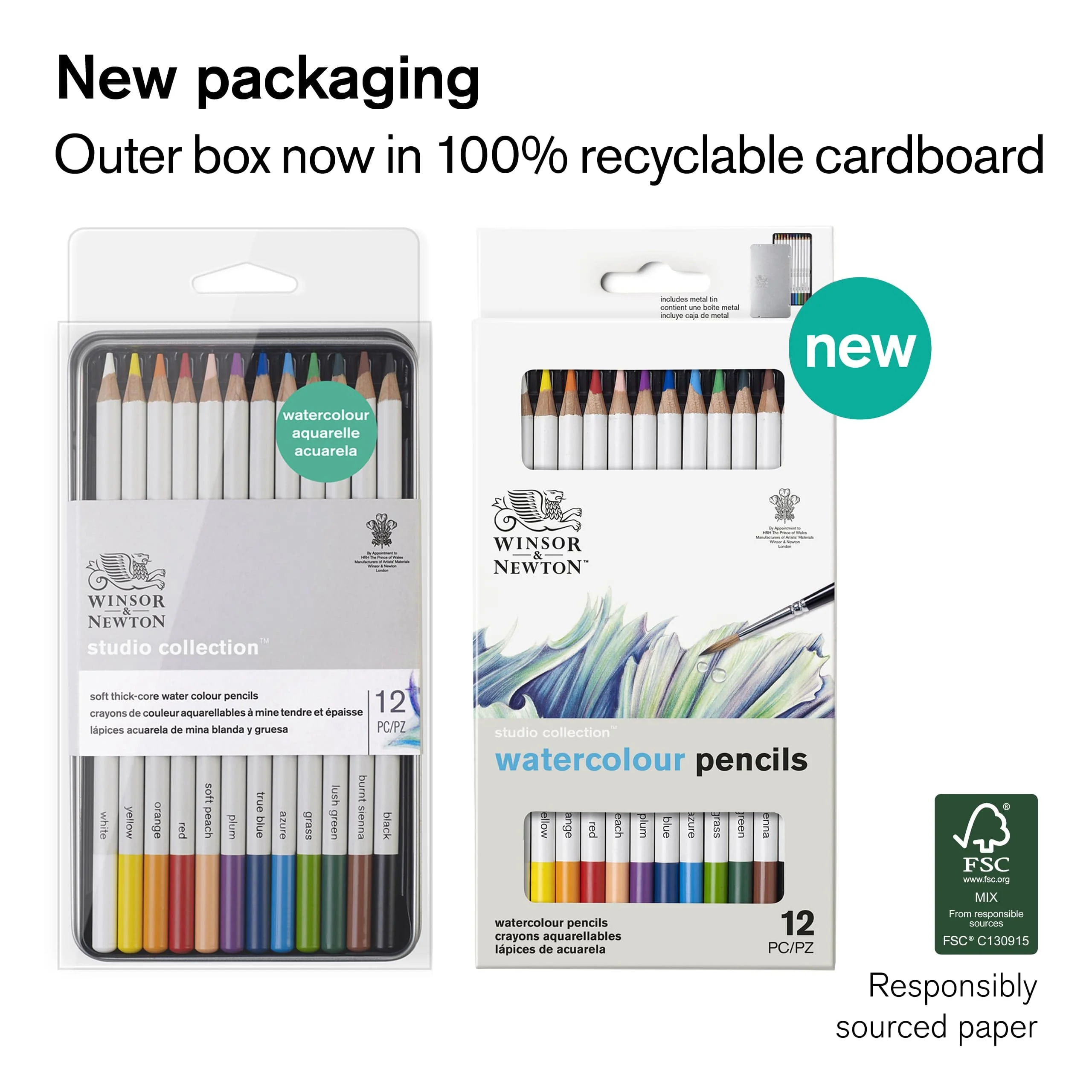Winsor & Newton - Watercolour Pencils - Soft Thick-Core - 12 Colour Set - Image 2