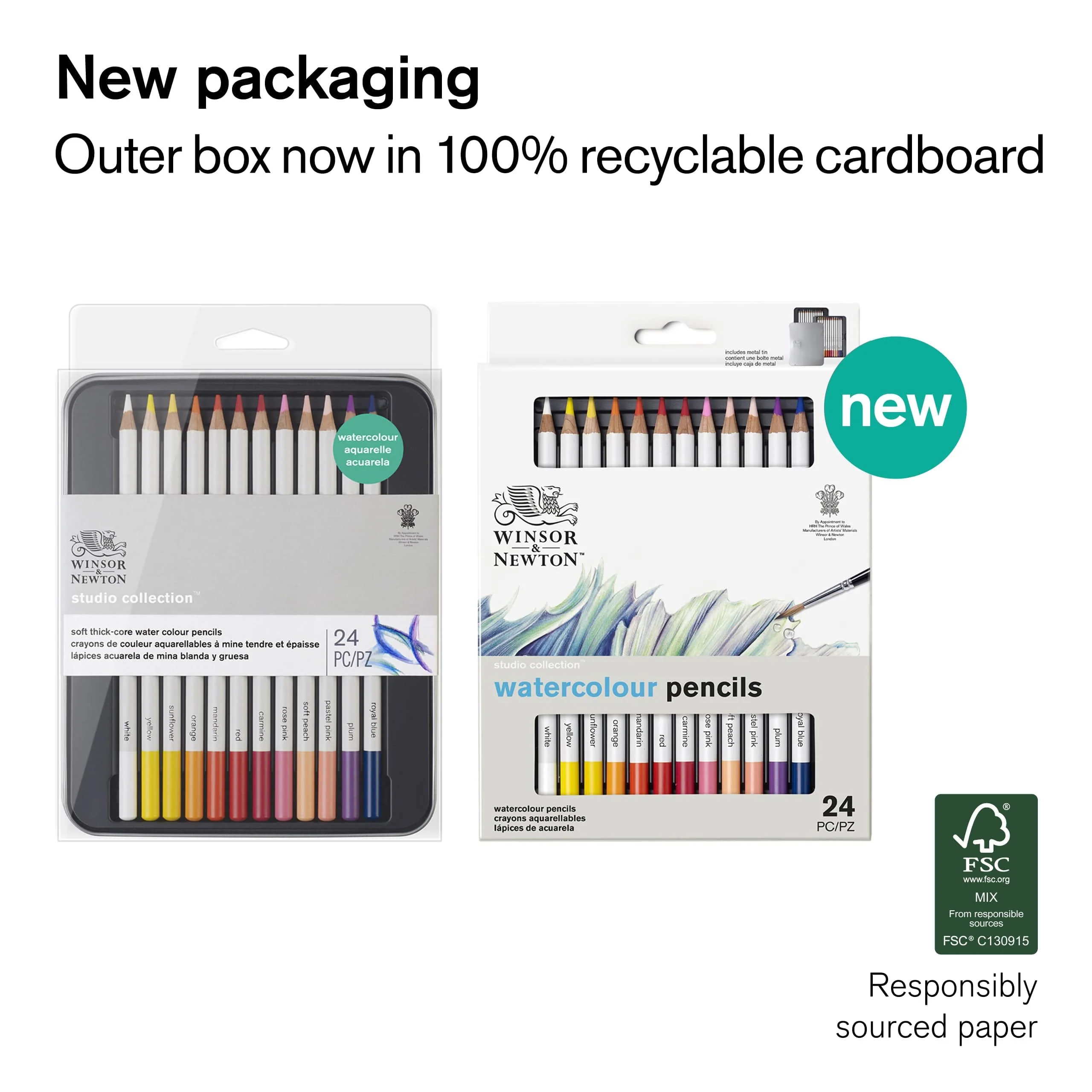 Winsor & Newton - Watercolour Pencils - Soft Thick-Core - 24 Colour Set - Image 2