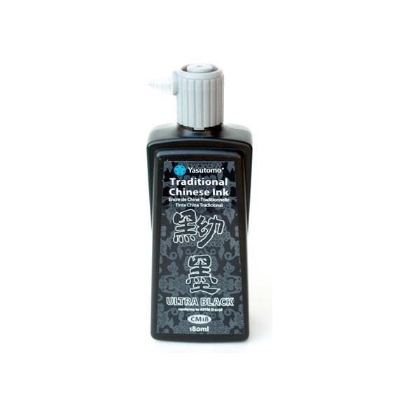 Yasutomo - Traditional Chinese Sumi Ink - Ultra Black - 180mL Bottle