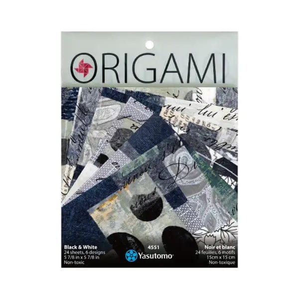 Yasutomo - Origami Paper - Black & White - 5 7/8" Square - 24 Sheets